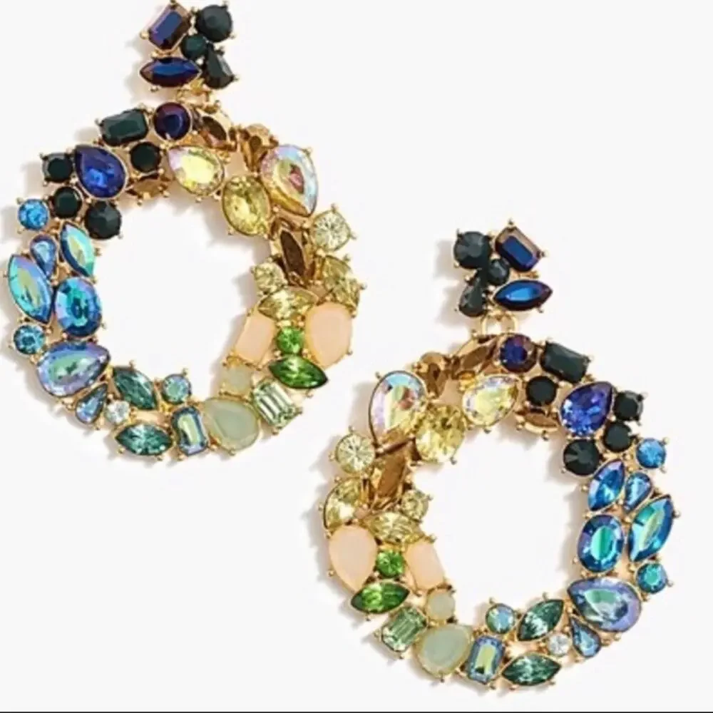 J.Crew matching ombre necklace earrings rhinestone set ombré